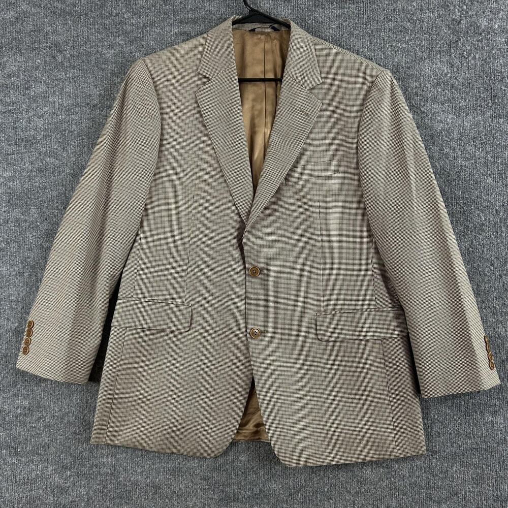 Brooks Brothers Blazer Men 44 Brown Wool Check SportCoat 346 Office Work Meeting